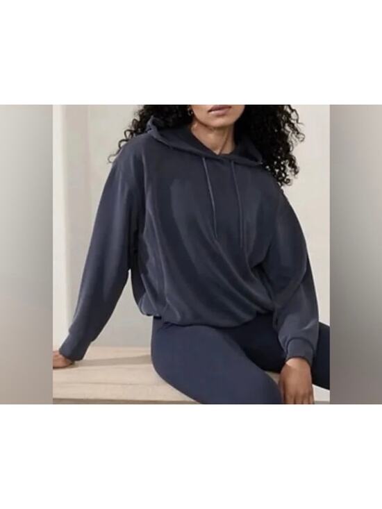 Athleta Tops - Athleta Medium Blue Gray Modal Blend Hoodie Oversized Pullover Sweatshirt Cozy